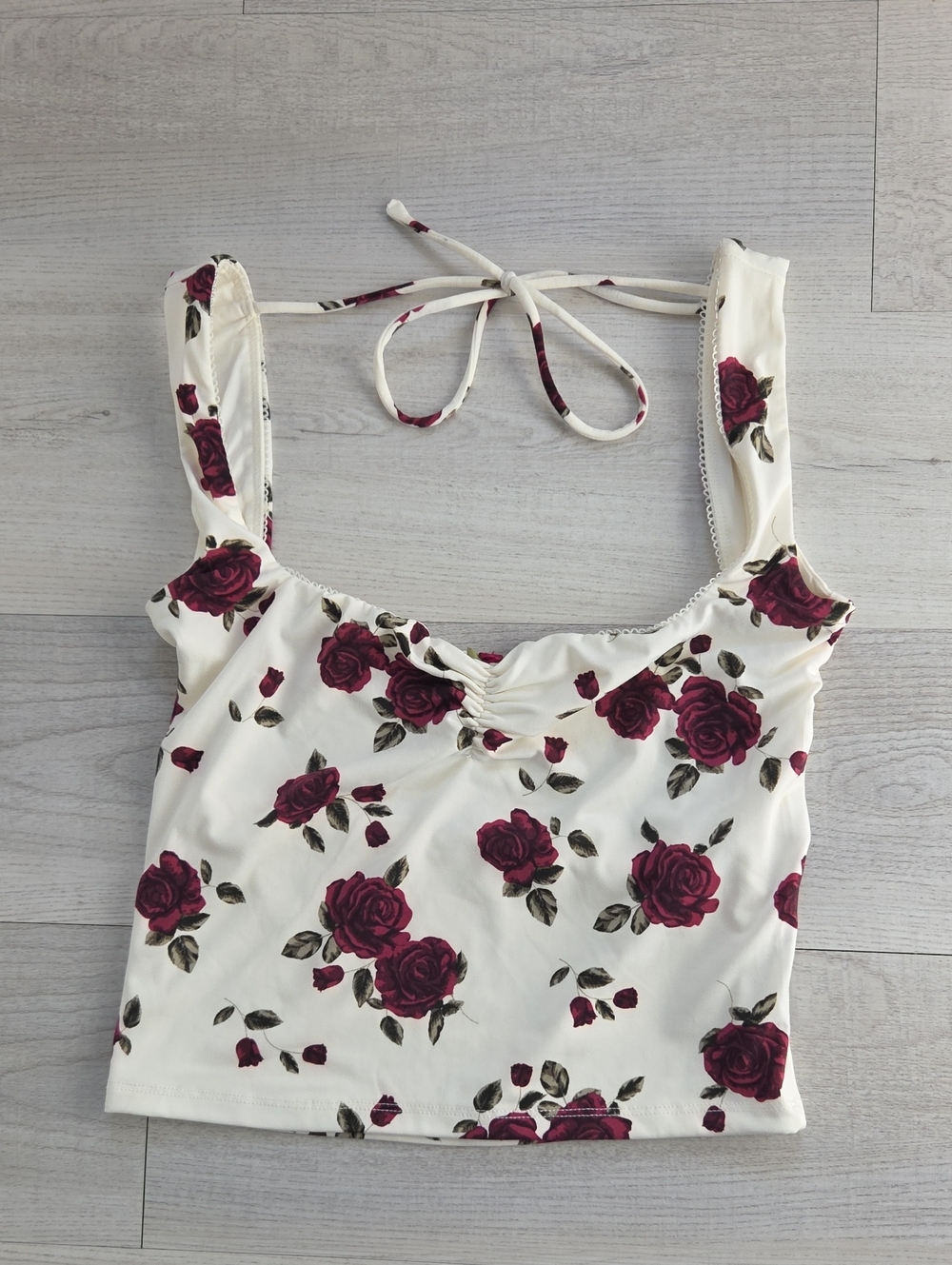 Garage Cropped Tank Top, Cut Square Back w Top Tie - Size S
